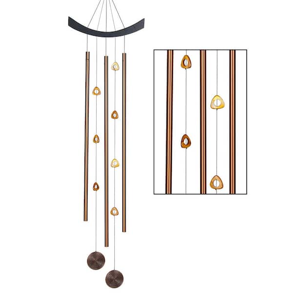 WOODSTOCK CHIMES Signature Collection, Woodstock Feng Shui Chime, Chi Energy, 41 in. Tiger's-Eye Wind Chime