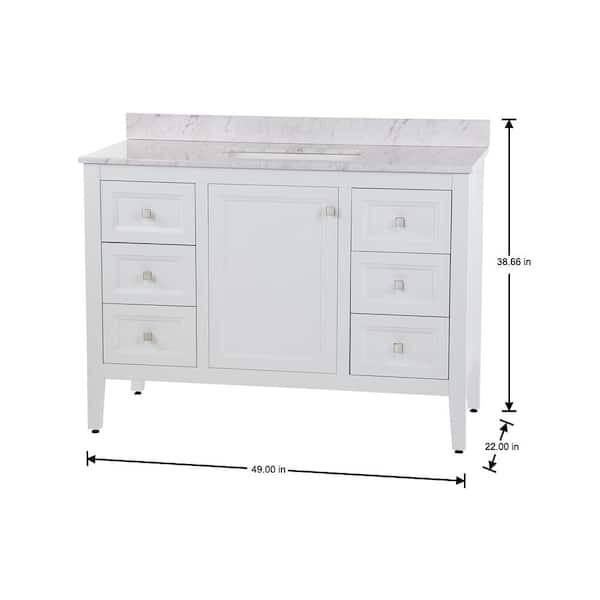 Darcy 49 in. Single Sink White Bath Vanity with Lunar Cultured Marble Top (Assembled)
