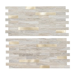 20-Sheets Marble Beige 11.6 in. x 5.9 in. Peel and Stick Decorative Metallic Wall Tile Backsplash [9.46 sq. ft../Pack]