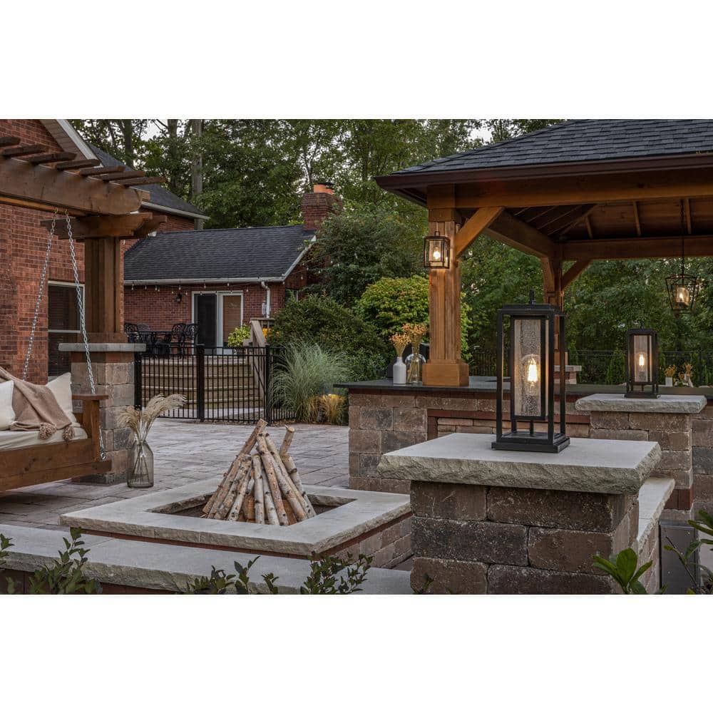 Elegant Black Outdoor Wall Lantern with Clear Seedy Glass and Dimmable LED