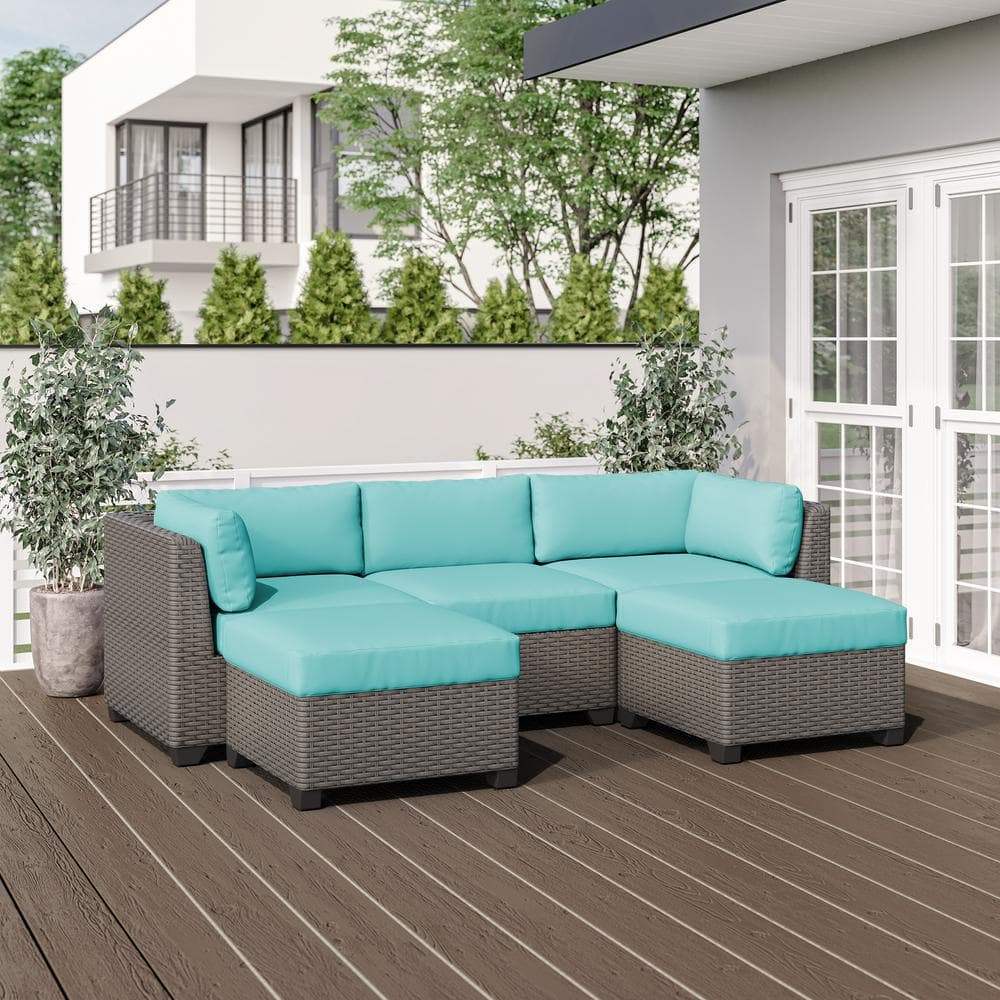 Florence 5-Piece Outdoor Wicker Patio Conversation Furniture Set with Aruba Cushion price history on PriceWatchPro