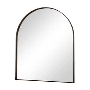 30 in. W x 36 in. H Arched Framed Decorative Wall Mounted Bathroom Vanity Mirror in Black, Tempered Glass Shatterproof