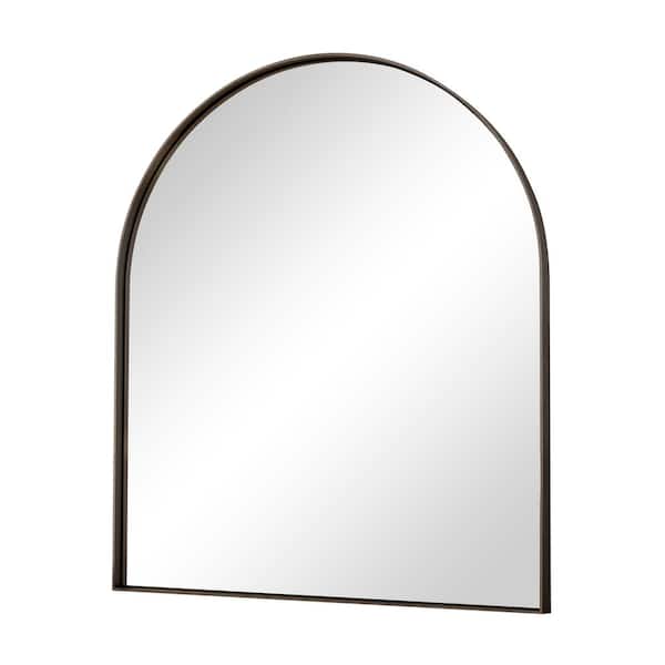 30 in. W x 36 in. H Arched Framed Decorative Wall Mounted Bathroom Vanity Mirror in Black, Tempered Glass Shatterproof