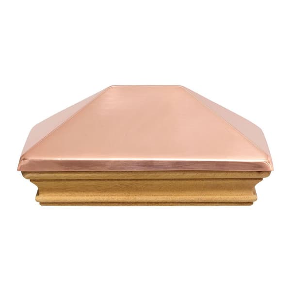 Protectyte Miterless 4 in. x 6 in. Untreated Wood Flat Slip Over Fence Post Cap with Copper Pyramid
