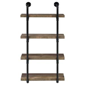 23.50 in. W x 11.50 in. D Brown Particle Board 4-Tier Decorative Wall Shelf and Floating Shelf-2 Brackets