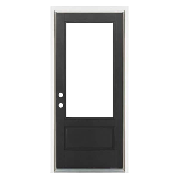 MP Doors 36 in. x 80 in. Right-Hand Inswing 3/4 Lite Low-E Glass Finished Black Fiberglass Prehung Front Door