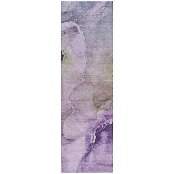 Dream Shag Premium Machine Washable Abstract ADS521 Purple 2 ft. x 7 ft. Runner Rug