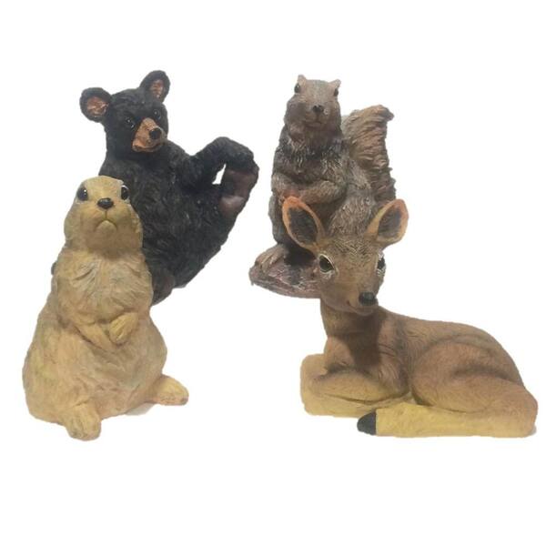 Call of The Wild 8 in. Wild Animal Critter Assortment (Bear, Deer, Squirrel, Rabbit) Statues (4-Piece)