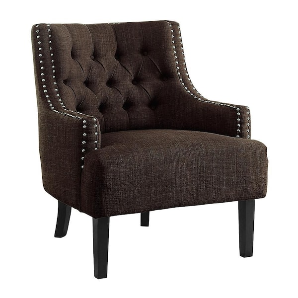 Bolingbrook Chocolate Textured Upholstery Tufted Back Accent Chair