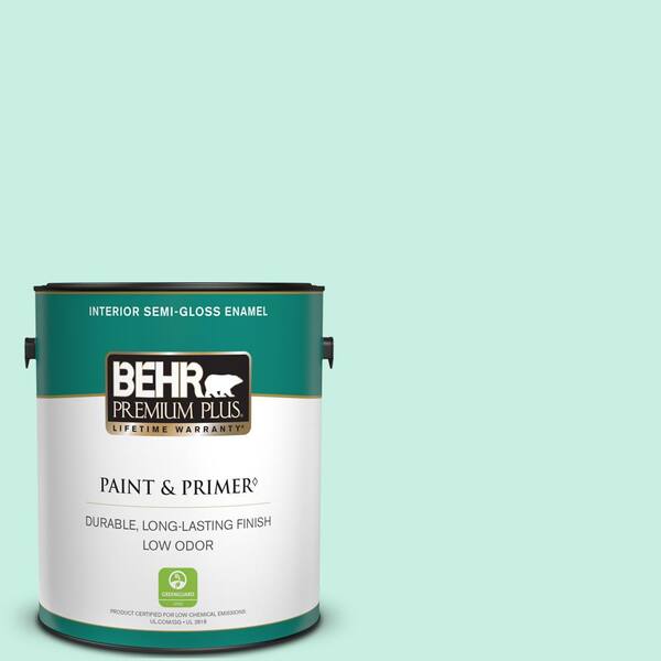 BEHR PREMIUM PLUS 1 gal. #P430-1 Summer House Semi-Gloss Enamel Low Odor Interior Paint & Primer
