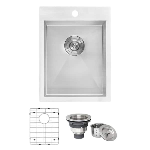 Ruvati Tirana 15 in. Drop-in Topmount Single Bowl 16-Gauge Stainless Steel Bar Prep Kitchen Sink