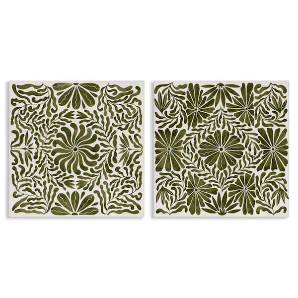 Stupell Industries Patterned Wavy Flowers by Grace Popp 2 Pieces Unframed Nature Graphic Art Print 17 in. x 17 in.