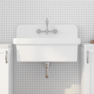 Mason 15 Gal. 30 in. W x 19 in. D Wall Mount Laundry/Utility Sink in Crisp White with Basket Strainer