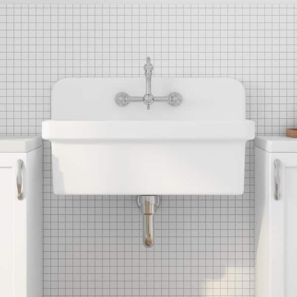Eridanus Mason 15 Gal. 30 in. W x 19 in. D Wall Mount Laundry/Utility Sink in Crisp White with Basket Strainer
