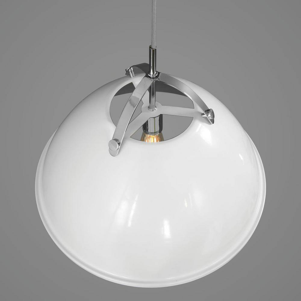 White and Brushed Nickel 20" Dome Pendant Light