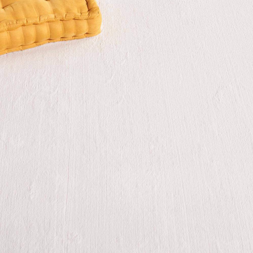 Beige Faux Rabbit Fur 6' x 9' Washable Area Rug