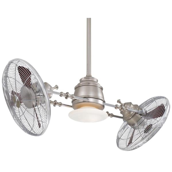 Minka Aire Vintage Gyro 42 In Led Indoor Brushed Nickel And Chrome Twin Turbo Ceiling Fan With Light Wall Control F802l Bn Ch The Home Depot Minka Aire Vintage Gyro 42 In Led, Dual Head Ceiling Fan