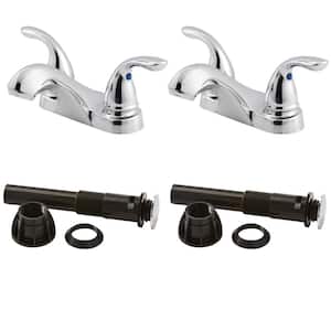 Pfirst Series 4 in. Centerset 2-Handle Bathroom Faucet Combo Kit n Polished Chrome (2-Pack)