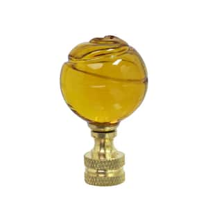 2 in. Yellow Glass Ball Lamp Finial with Solid Brass Finish (1-Pack)