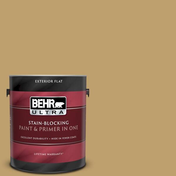 BEHR ULTRA 1 gal. #UL180-24 Ground Cumin Flat Exterior Paint and Primer in One