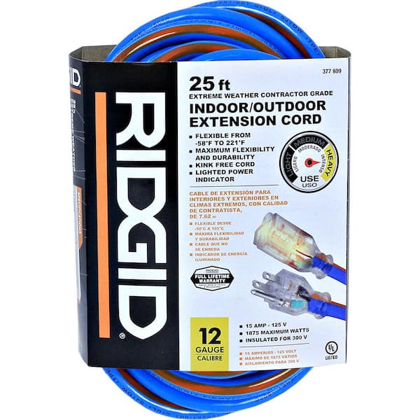 RIDGID 25 ft. 12/3-Gauge (-58°) Extreme Weather Extension Cord