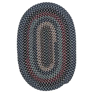 Boston Common Winter Blues 7 ft. x 9 ft. Wool Blend Oval Braided Area Rug