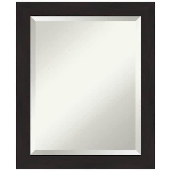 Amanti Art Medium Rectangle Espresso Brown/Tan Beveled Glass Modern Mirror (23.5 in. H x 19.5 in. W)