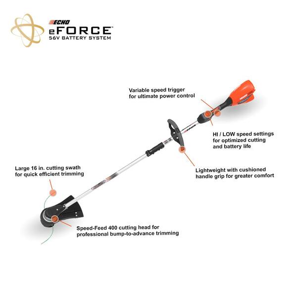 ECHO eFORCE 18 in. 56V Cordless Electric Battery Brushless Rear Handle  Chainsaw Kit with 5.0Ah Battery and Charger DCS-5000-18C2 - The Home Depot