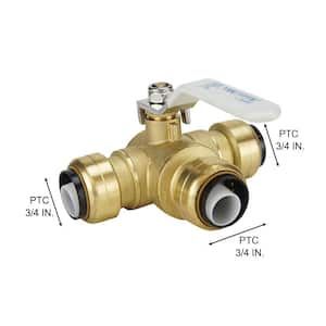 3/4 in. Brass Push-To-Connect 3-Way Ball Valve