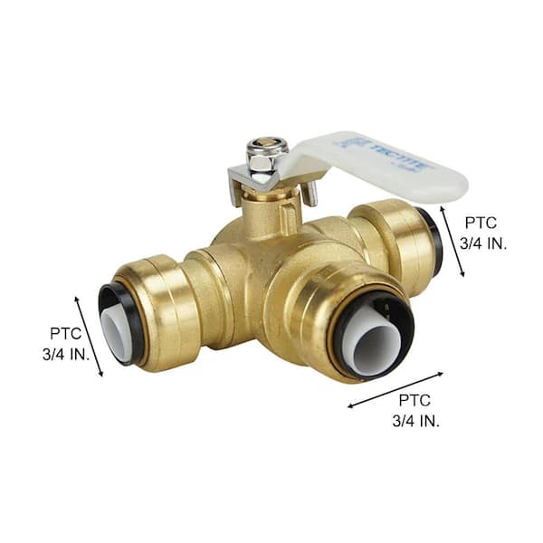 3/4 in. Brass Push-To-Connect 3-Way Ball Valve