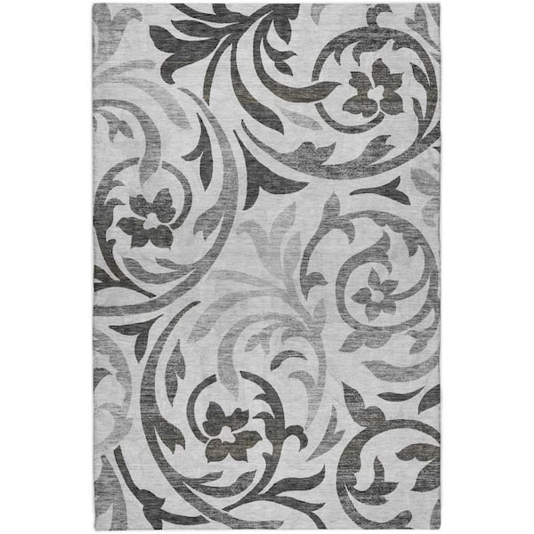 Dream Shag Premium Machine Washable Abstract ADS764 Gray 10 ft. x 14 ft. Area Rug
