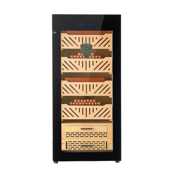 Electric Humidor, 4 Layers, 105L, 1000 Counts w/ Compressor Cooling, Humidity and Temp Control, Wood Shelves and Drawers