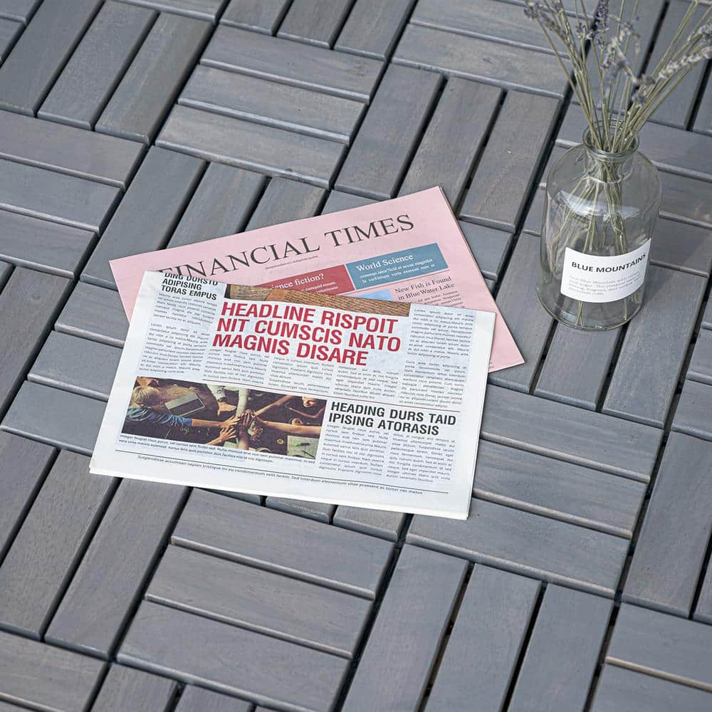 12 in.x12 in.Gray Square Acacia Wood Interlocking Flooring Deck Tiles Checker Pattern Outdoor Patio(Pack of 10 Tiles) price history on PriceWatchPro