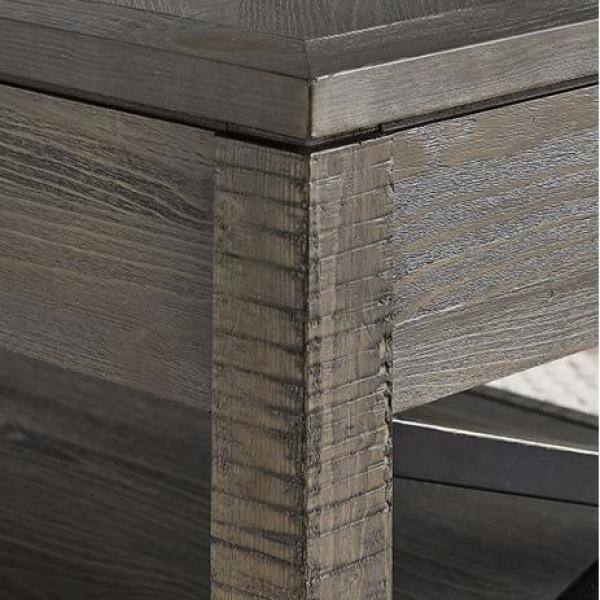 Dexter Distressed Driftwood Square End Table with Storage
