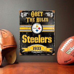 14.5 in. H x 11.5 in. D Heavy Duty Steel Pittsburgh Steelers Embossed Metal Sign Wall Art