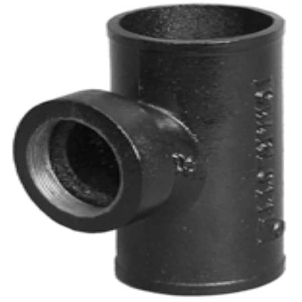 Charlotte Pipe 3 in. x 1-1/2 in. Cast-Iron DWV No-Hub Tapped Sanitary Tee