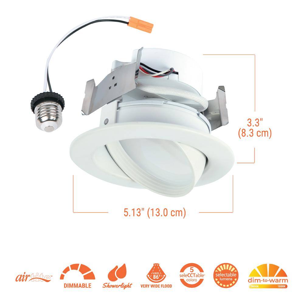 White Aluminum 4-Inch Adjustable LED Recessed Light Trim
