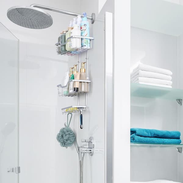 MORNITE Bathroom Wall Organizer Shelf Storage Adhesive, Small Apartment  Restroom Essentials Shower Caddy Suction Green