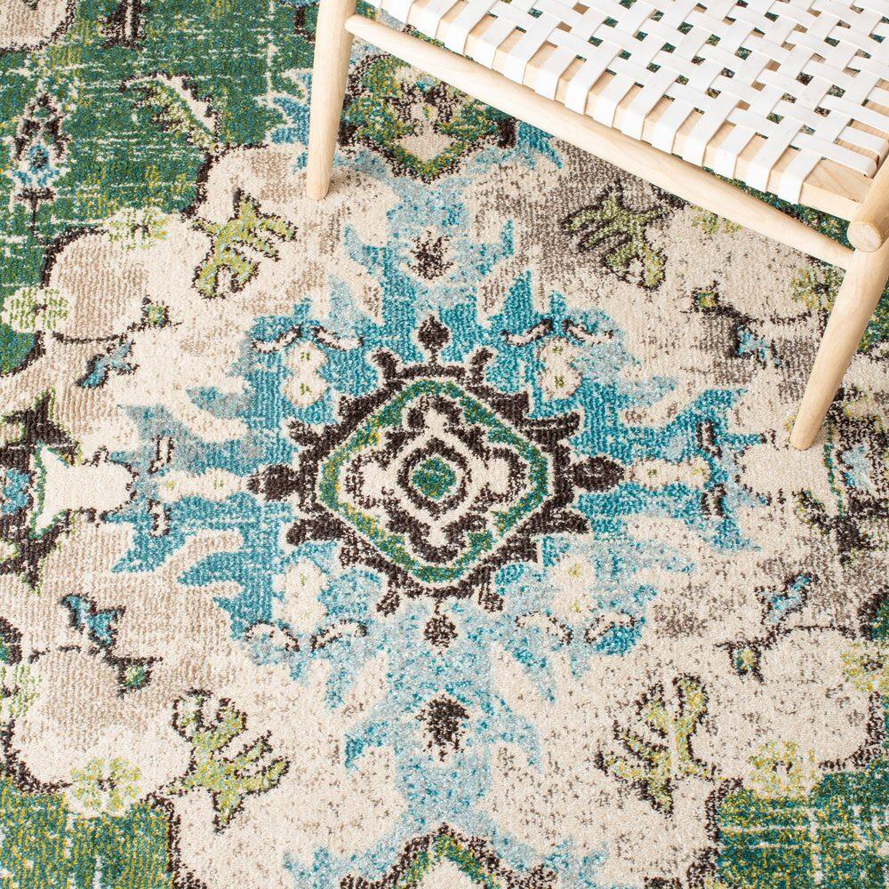 Light Blue Synthetic Square Flat Woven Handmade Rug