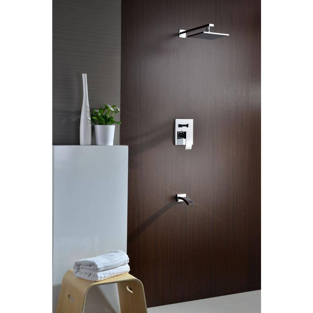 Polished Chrome Square Wall Mounted Rain Shower Set