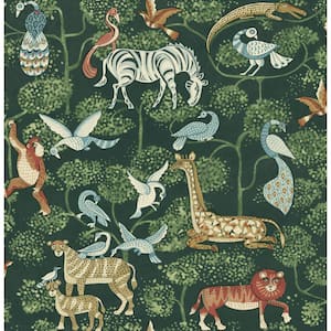 Rigby Green Jungle Animals Wallpaper Sample