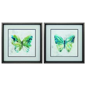 18 in. X 18 in. Brushed Silver Gallery Picture Frame Butterfly Sketch (Set of 2)