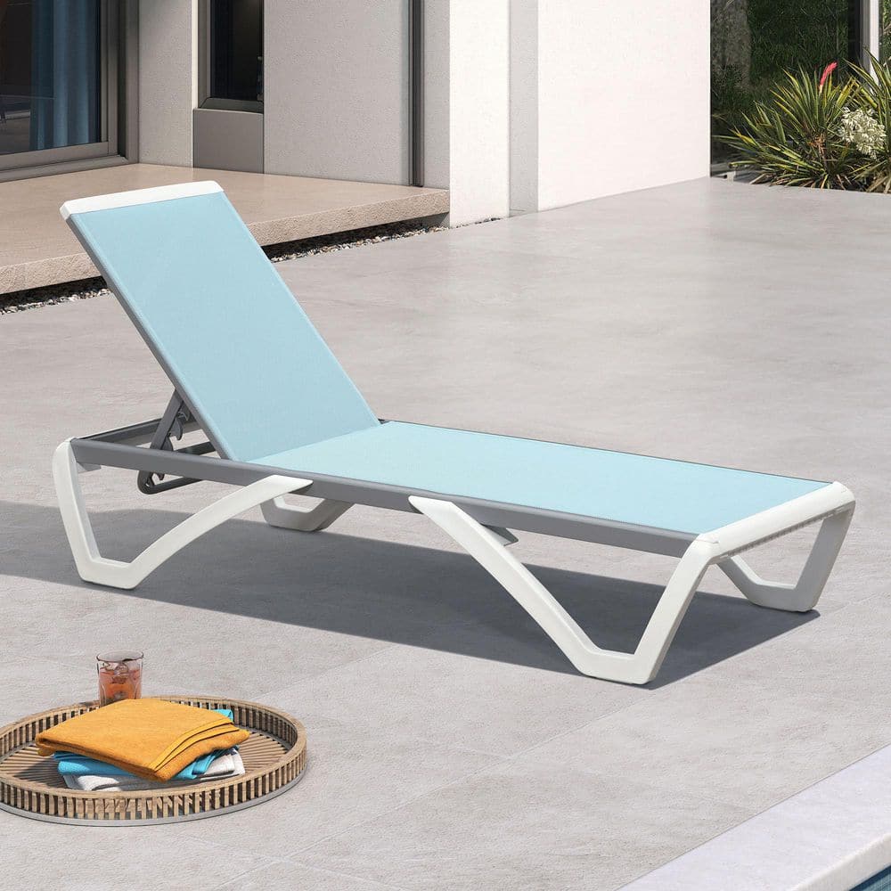 Patio Chair Set Plastic Outdoor Chaise Lounge Chairs for Outside Beach in-Pool Lawn Poolside, Tiffany Blue price history on PriceWatchPro