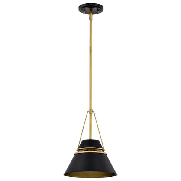 SATCO Adina 1-Light Matte Black Cone Pendant Light and No Bulbs Included