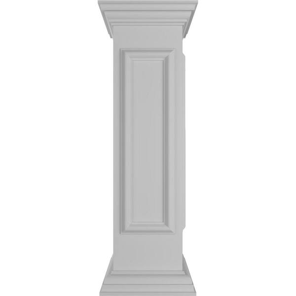 Ekena Millwork Plain 40 in. x 10 in. White Box Newel Post with Flat Capital and Base Trim (Installation Kit Included)