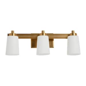 Sullivan Park - 3-Light Brushed Gold Metal and Frosted Glass Vanity Light