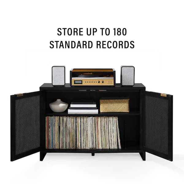 CROSLEY FURNITURE Kenji Black Record Storage Media Console CF1146