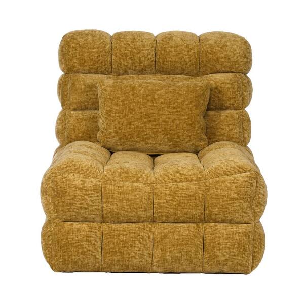 Furniture of America Celyn Modern Fabric Accent Massage Chair with Lumbar Pillow, Yellow