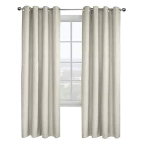 Ethan White Polyester Textured 52 in. W x 95 in. L Grommet Indoor Blackout Curtain (Single Panel)