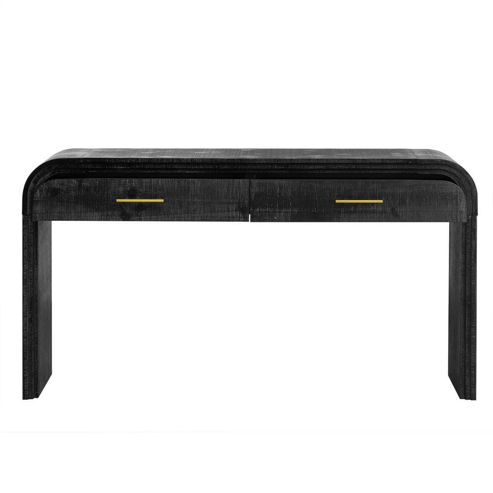 59.05 in. W x 15.7 in. D x 32.7 in. H Antique Black Linen Cabinet Console T
